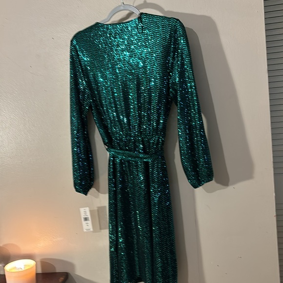 JM Studio teal Sparkle faux wrap dress . Size 12. NWT - Picture 3 of 10